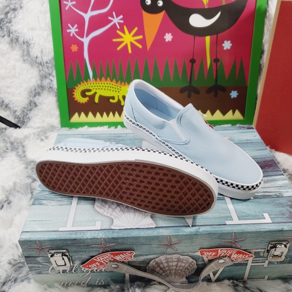 Vans Check Foxing Cool Blue Classic Slip on (CL) - Picture 6 of 14
